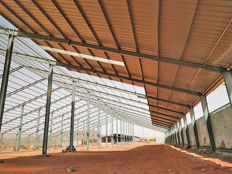 Eritrea large span galvanized light steel frame warehouse