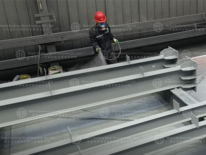 Spray painting in the factory